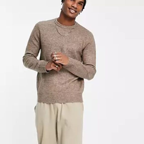 River Island Soft Touch Crew Neck‎ Sweater Stone (Light Brown) XL Nwt - Picture 3 of 6